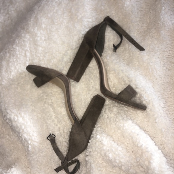 Army Green Suede Heels - Picture 1 of 2